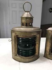 Vintage Nautical Brass Port Lantern & Star Board Oil Lamp Red & Green Maritime