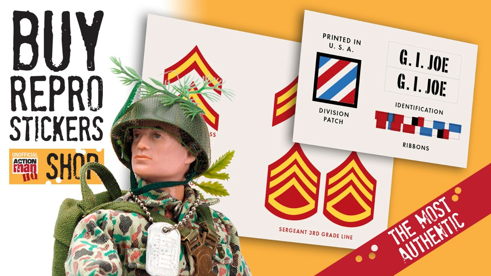 Vintage GI Joe Action Marine Rank Stickers