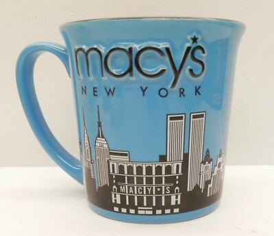 MACY'S Department Store New York 3D-Embossed GHA Heavy Coffee Mug Blue ...