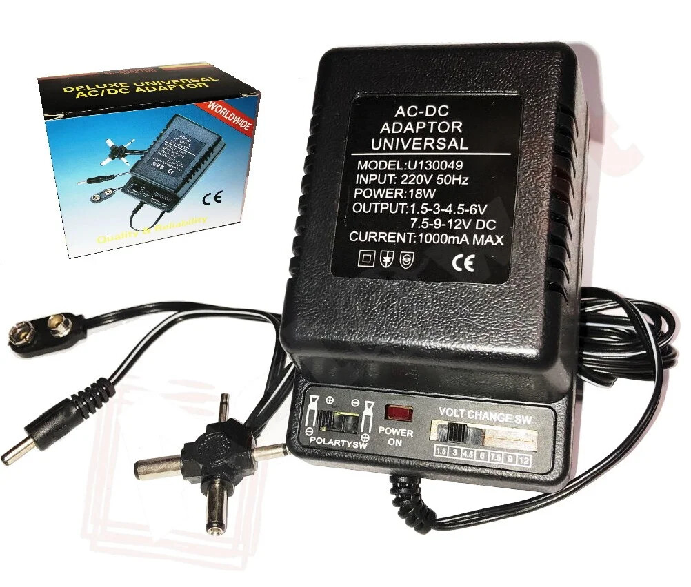 Alimentatore AC DC 1000mAh 18W TW-003 1.5V 3V 4.5V 6V 7.5V 9V 12V Selettore rego