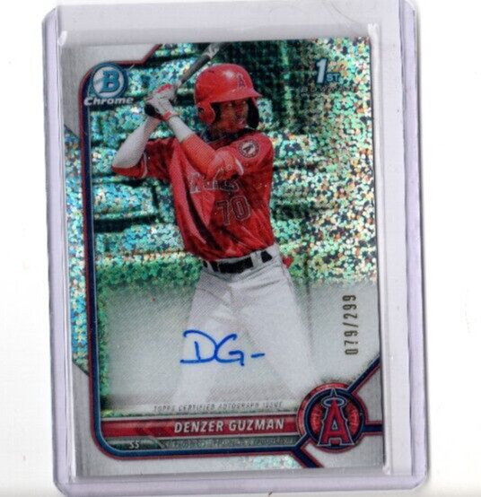 2022 Bowman Chrome 1st Bowman Speckle REFRACTOR Denzer Guzman Auto RC #'d 79/299