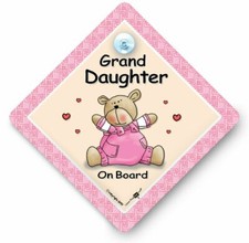 GRANDDAUGHTER On Board Car Sign, PInk Bear, Baby On Board Sign, Suction Cup Sign