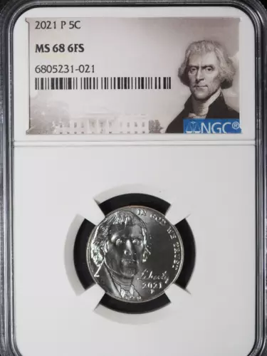 2021-P NGC Graded MS68 Jefferson Nickel 6FS Full Steps #021