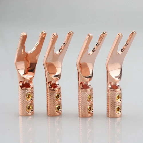 8pcs Gold/Rhodium Plated Copper Y Spade Connector HIFI Speaker Cable Banana Plug - Picture 11 of 25