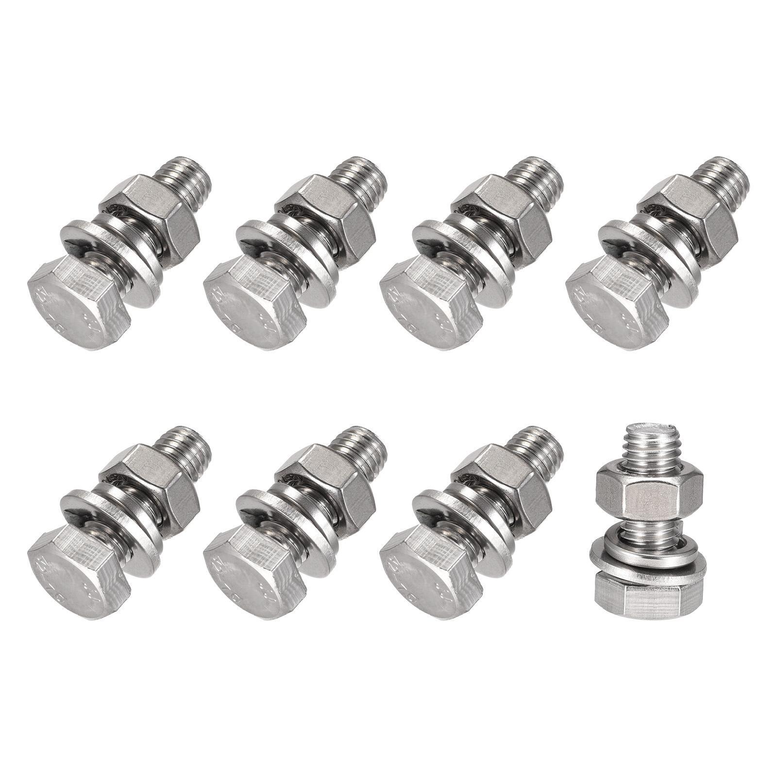 Hex Head Screws Bolts, Nuts, Flat & Lock Washers Kits (M10x25mm) 8Sets