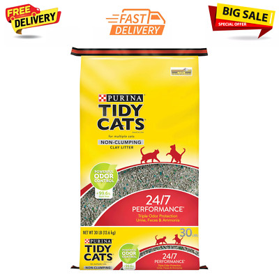 Tidy Cats Non-Clumping Litter, 24/7 Performance Odor Control Formula, 30 lb Box