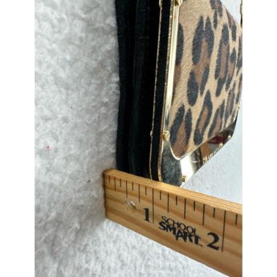 Lara Bohing Womens Shoulder Bag Beige Brown Leopard Baguette Snap