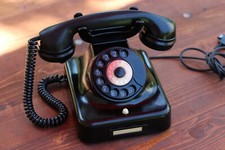 Seltenes Telefon W38 schwarz mit Wählscheibe von 1938