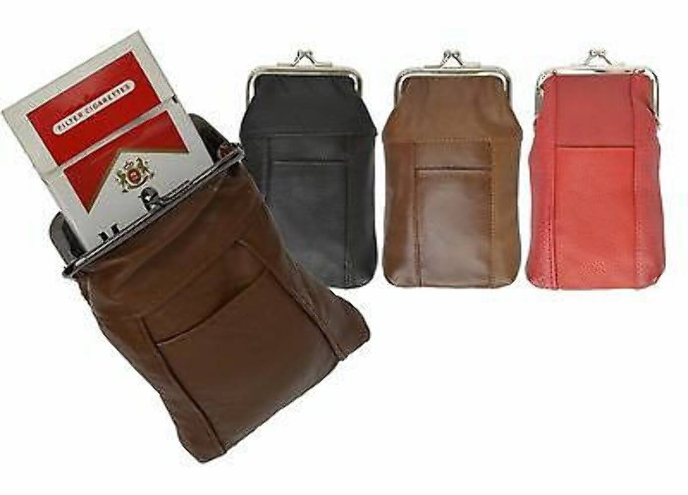 Genuine Leather Cigarette Soft Case Tobacco lighter Holder clasp for men women