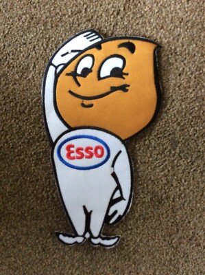 ESSO OIL DROP MAN 9inch IRON ON MOTORING EMBROIDERED PATCH GOODWOOD OVERALLS.