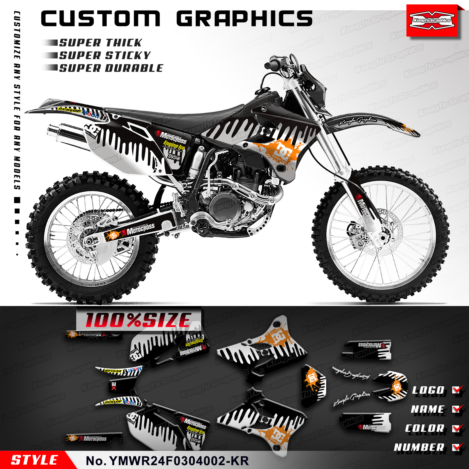 Racing Graphics Custom Vinyl Sticker Sheet for Yamaha WR250F WR450F ...