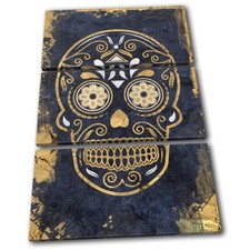 Skull Mexican Grunge Rough Vintage TREBLE CANVAS WALL ART Picture Print