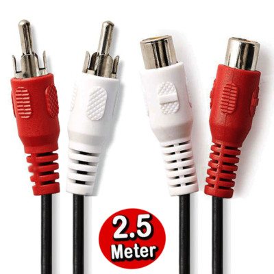 Cinch Verlängerung Cinchkabel Stereo, Cinch Chinch RCA Audio Kabel AUX, 2.5m
