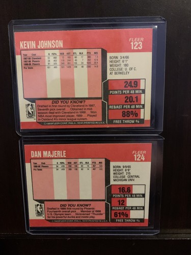 Kevin Johnson & Dan Majerle 1989 Rookie Cards. Phoenix Suns - Picture 2 of 2