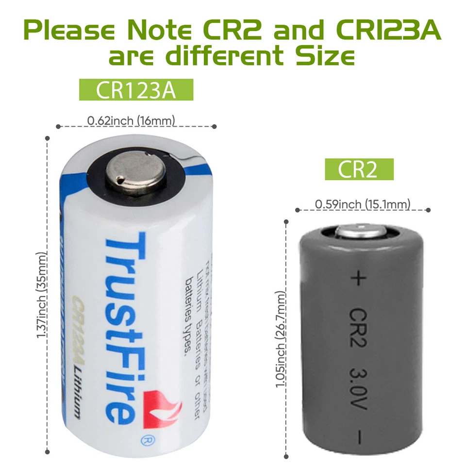 Trustfire Battery CR123A 123A DL123 EL123 3 Volt Batteries For Camera (20 Pack) - Image 2 of 4