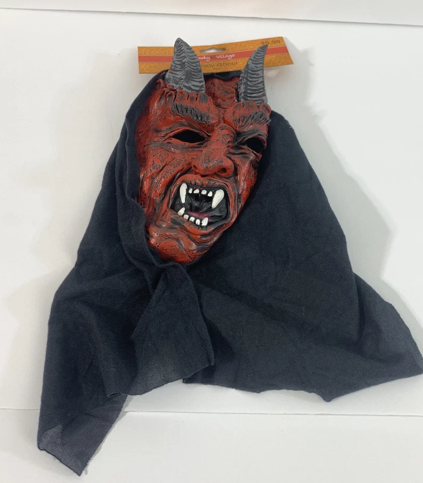 Adult Spooky Village Grisley Ghoul Devil Mask With Hood NWT - Image 2 of 4