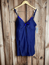 Swimsuits For All Tie Front Navy Blue Swim Dress 16 Bathing Suit One Piece NWT