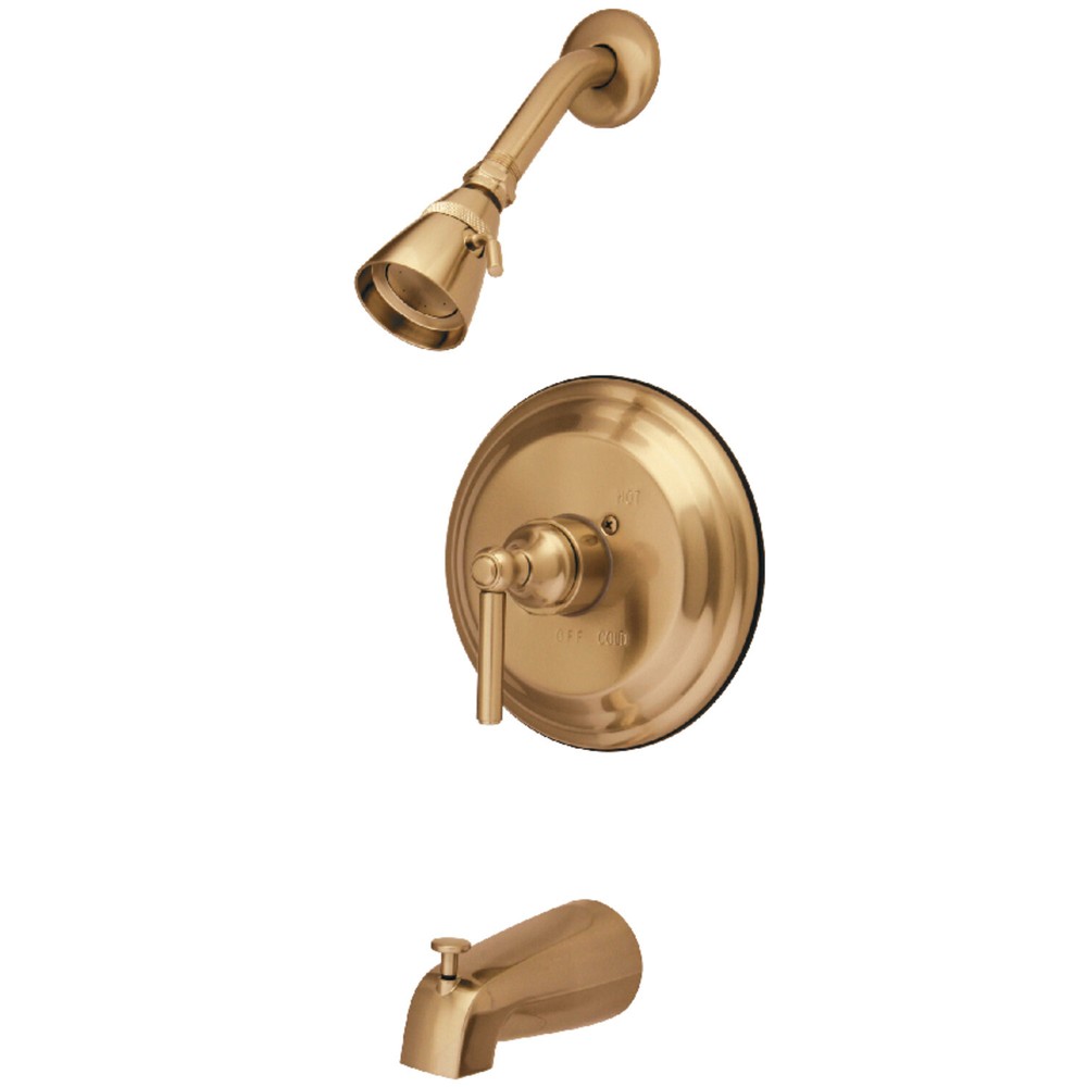 Kingston Brass KB2632EL Polished Brass Tub and Shower Faucet with Brass Construction