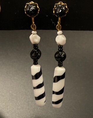 Excellent Vintage Miriam Haskell Signed Art Glass Earrings
