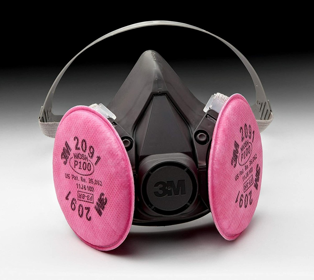 3M 6300 Half Face Respirator Mask & 2091 P100 Particulate Filter
