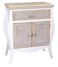 MOBILE COMODINO 2 ANTE CASSETTO SHABBY CHIC SALOTTO BAGNO CHIARO 77*65*34cm