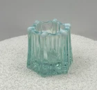 Vintage FENTON Aqua Six-Sided Paneled TOOTHPICK HOLDER Opalescent 2"