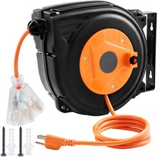 Retractable Extension Cord Reel 30 FT 16AWG/3C SJTOW Power Cord ETL Listed