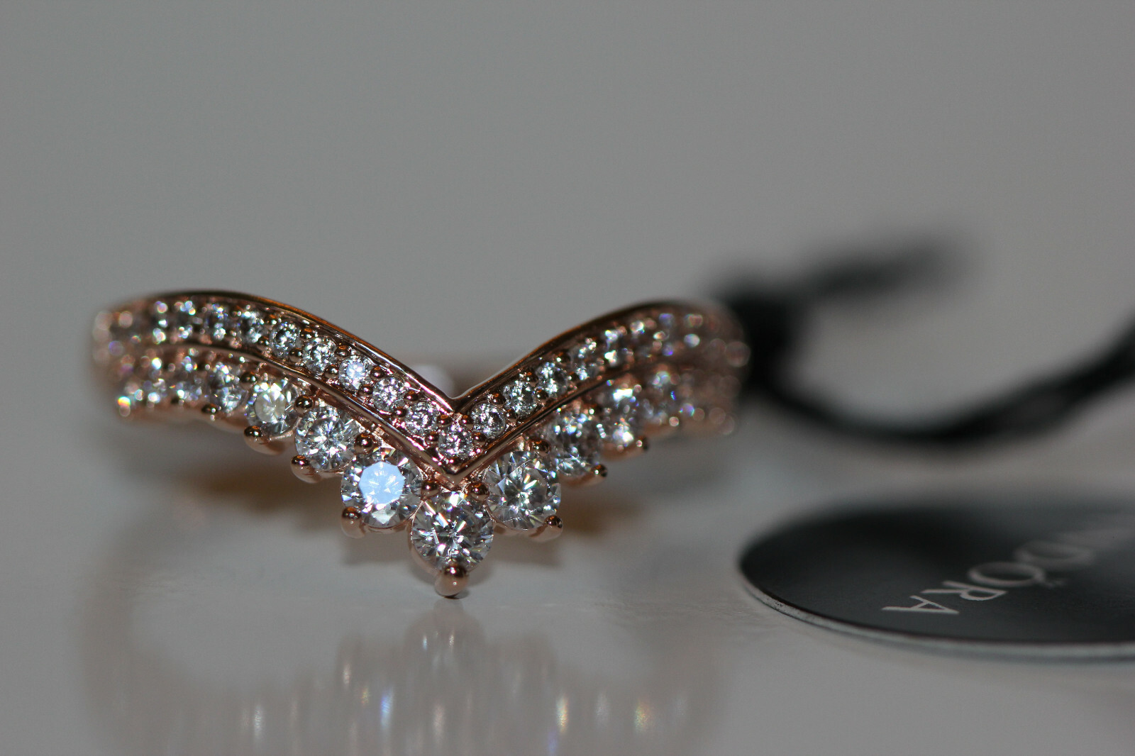 NWT PANDORA ROSE™ PRINCESS WISHBONE RING FALL 2019 187736CZ