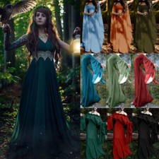 Medieval Renaissance Women Fantasy Fairy Long Dress Halloween Carnival Costume