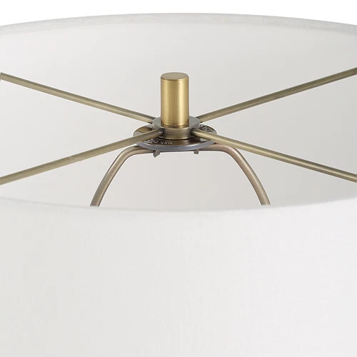 Elegant White Art Glass Mottled Metallic Gold Table Lamp 29 in Contemporary - Picture 6 of 7