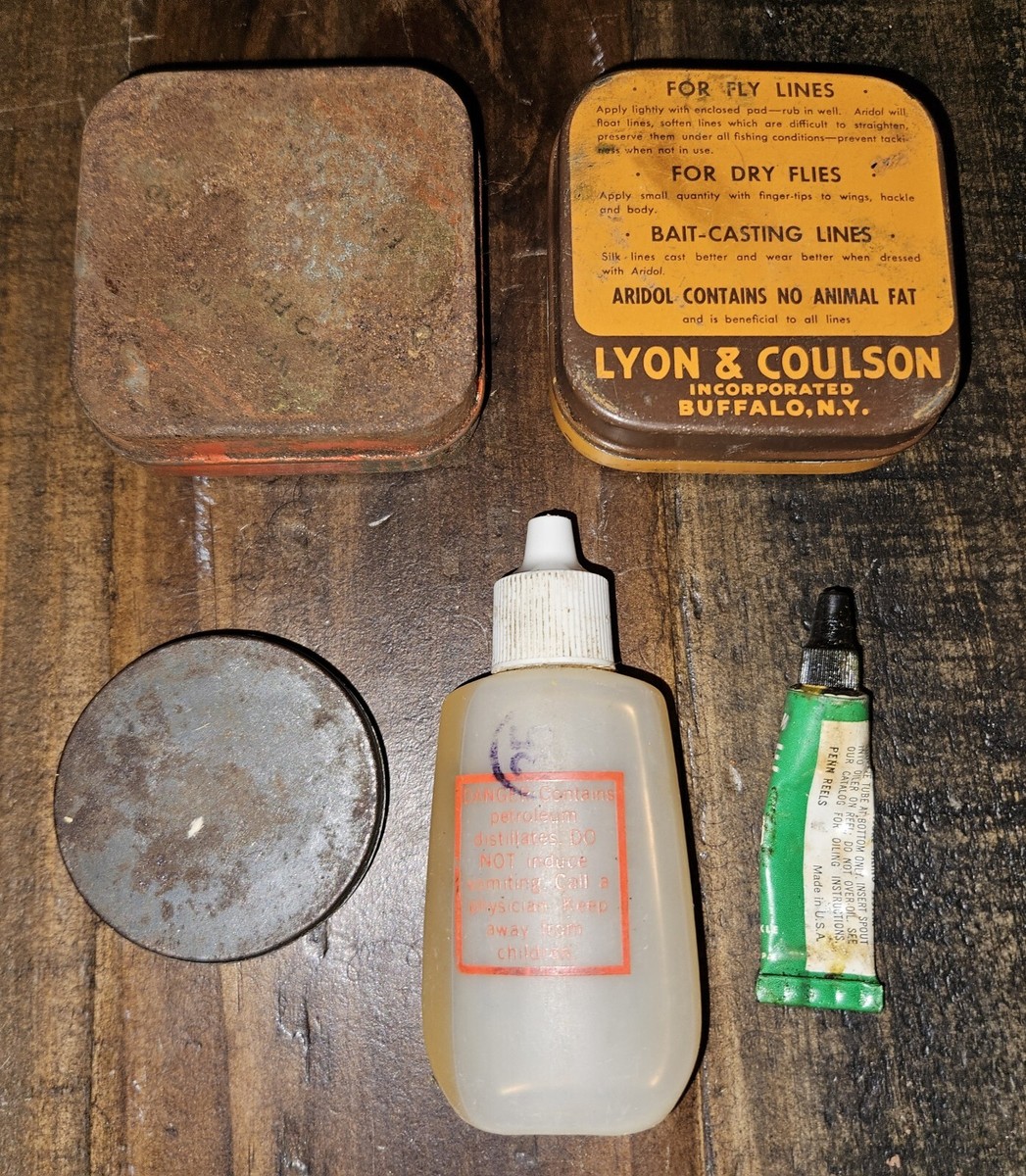 Vintage Assorted Fishing Line Dressing, Oil, & Lube Lot Of 5