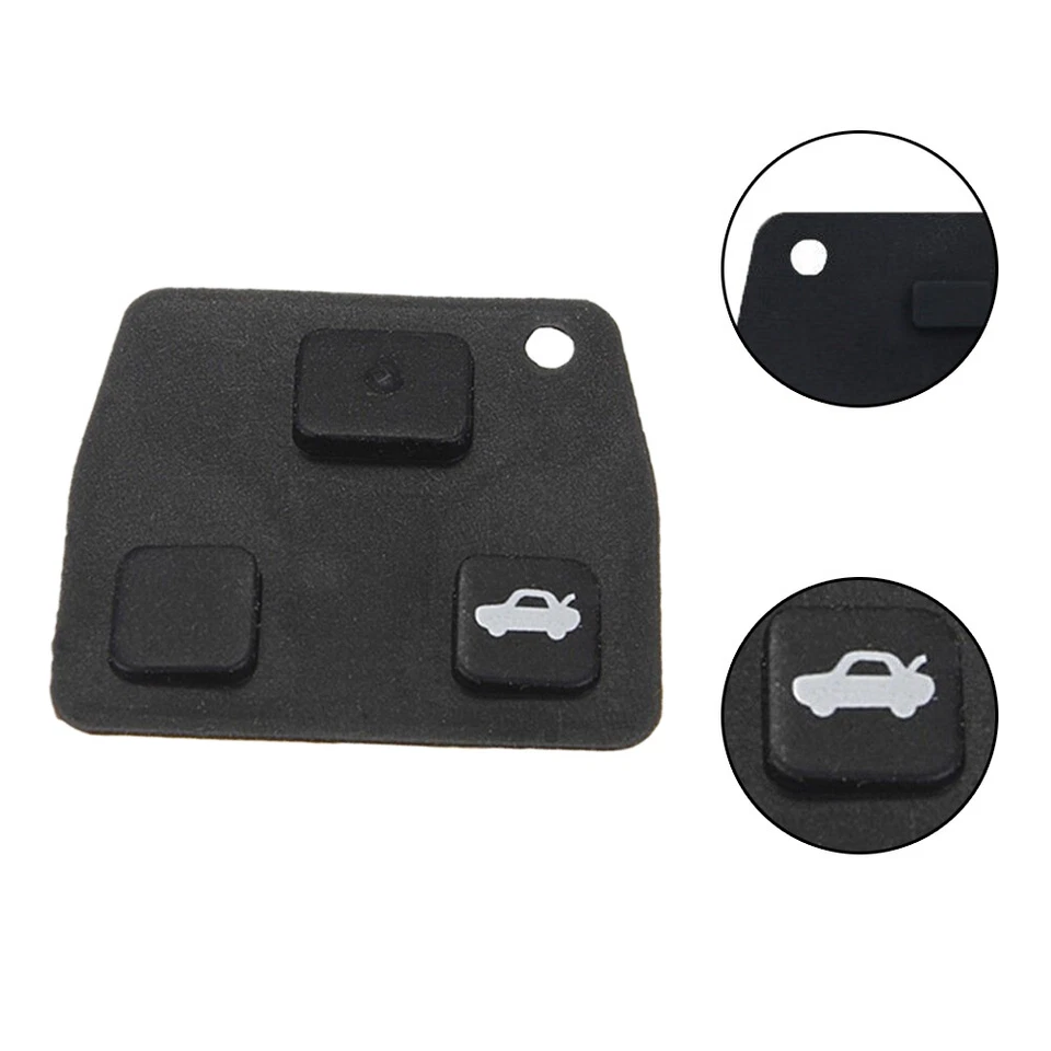 1Pc Replacement 2 or 3 Button Car Remote Key Rubber Pad Black For Toyota Avensis - Image 3 of 4