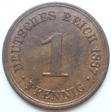 Pièce Allemande Empire Allemand 1 Pfennig 1887 D En Extrêmement Fine