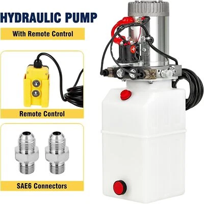 Double Acting Hydraulic Pump Dump Trailer Power Unit 6 Quart Unit Pack 12V DC