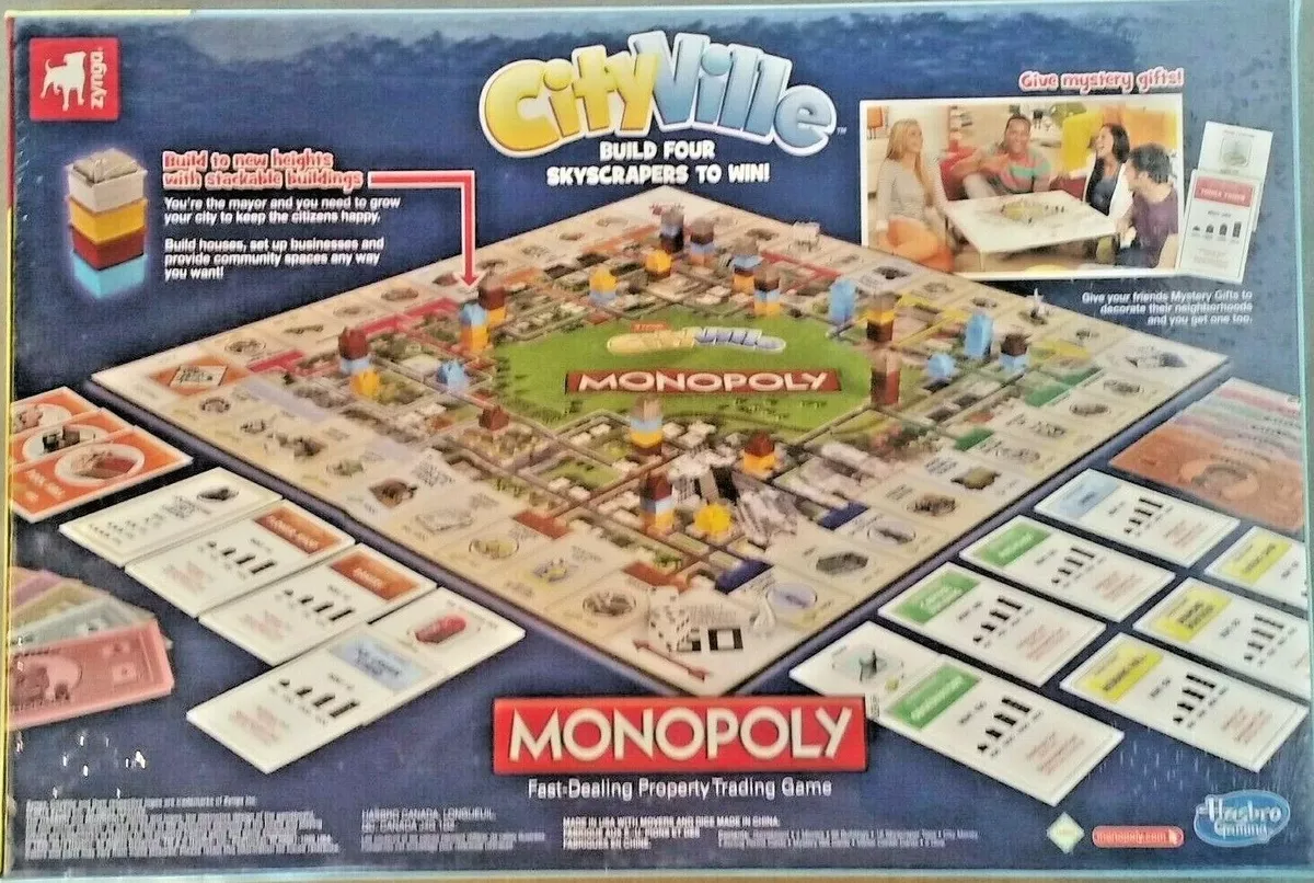 Jogo de tabuleiro Zynga Cityville Monopoly Novo Selado