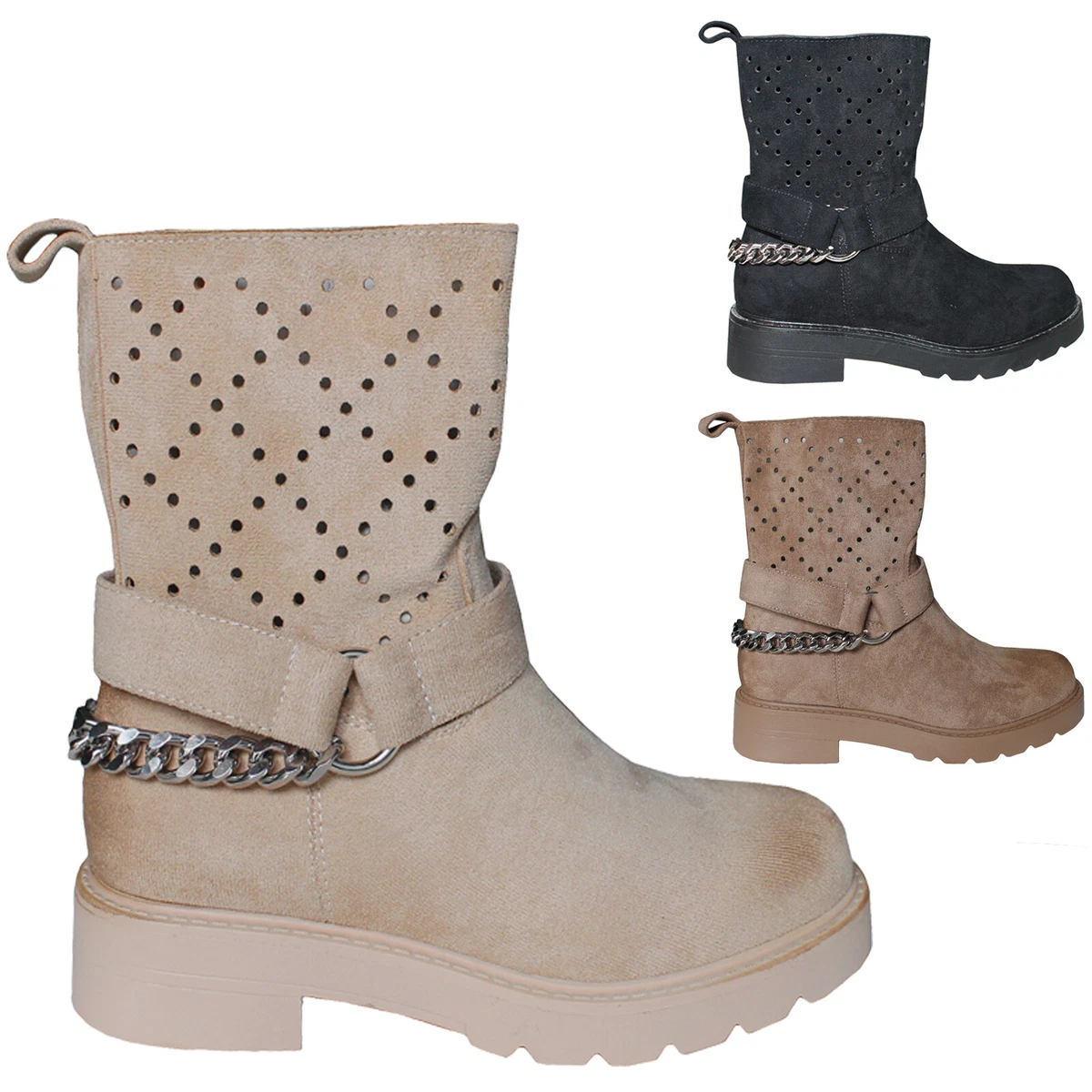 Stivali donna estivi stivaletti traforati scarpe comode 7929
