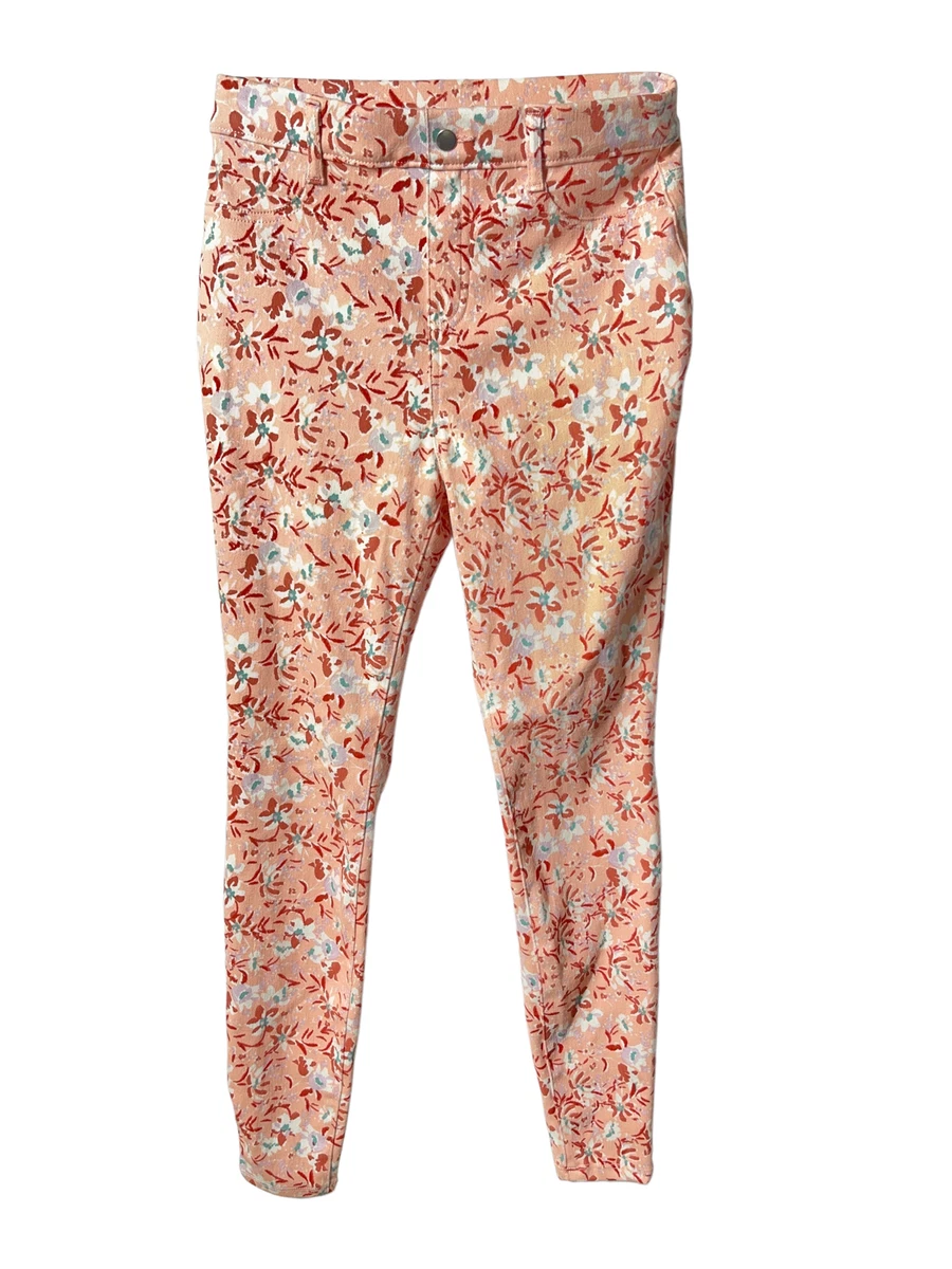 Time and Tru Womens stretch pull on skinny pink floral jeggings