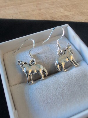 Sterling 925 Mutter Wolf Jungtier heulender Mond Magie Schutz Ohrringe Sonderanfertigung