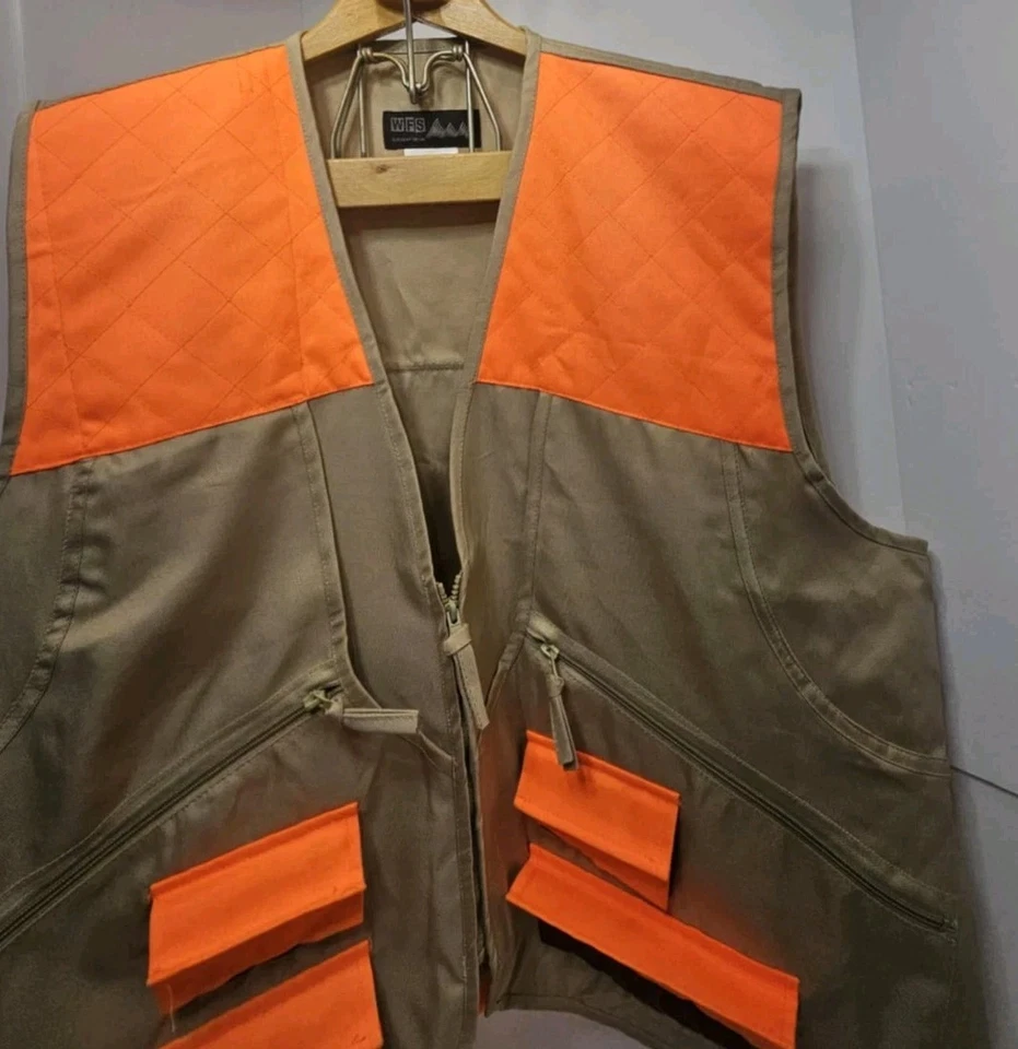 WFS Element Gear Hunting Vest Beige with Blaze Orange Accents - Size XL  EUC  - Image 3 of 4