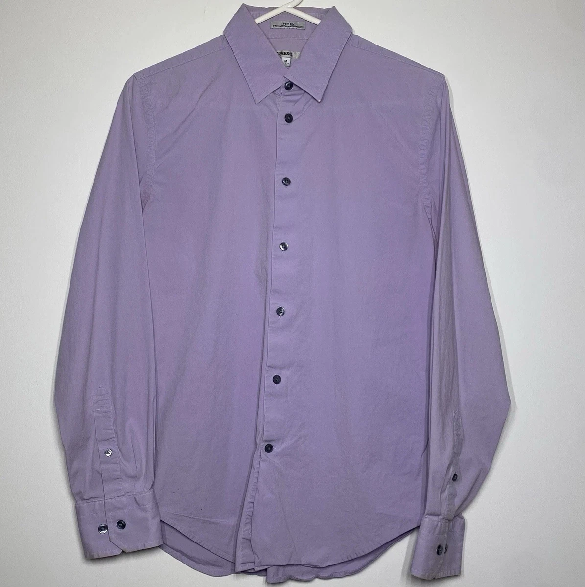 express purple dress shirt Express Men's Slim Stretch Modern Tech 1Mx Dress Shirt in Purple Large Tall