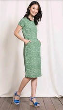 Boden Phoebe Jersey Knit Dress Green Floral Pockets Stretch Cotton US 4L