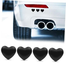  Heart Shaped Emblem Metal Sticker 4 Pieces 1.1" x 1" DIY 3D Decorative Black