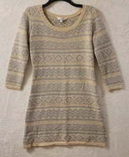 Womens Sweater Dress Sz Small Charming Charlie Nordic Light Blue Beige Pullover