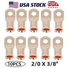 10PCS Gauge 2/0 3/8" Battery Cable Ends Lugs Hole Copper Ring Terminals