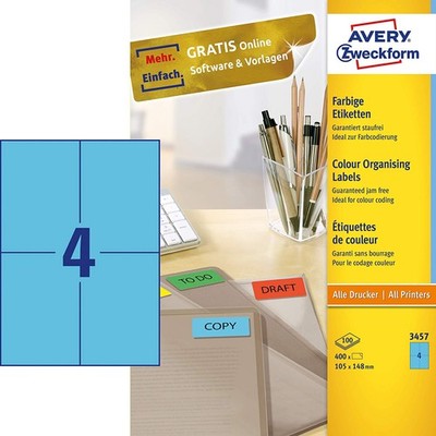 AVERY Zweckform Universal Etiketten 105 x 148 mm blau 400 Etiketten