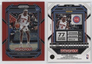 2022-23 Panini Prizm Monopoly Red Prizm /99 Jalen Duren #27 Rookie RC