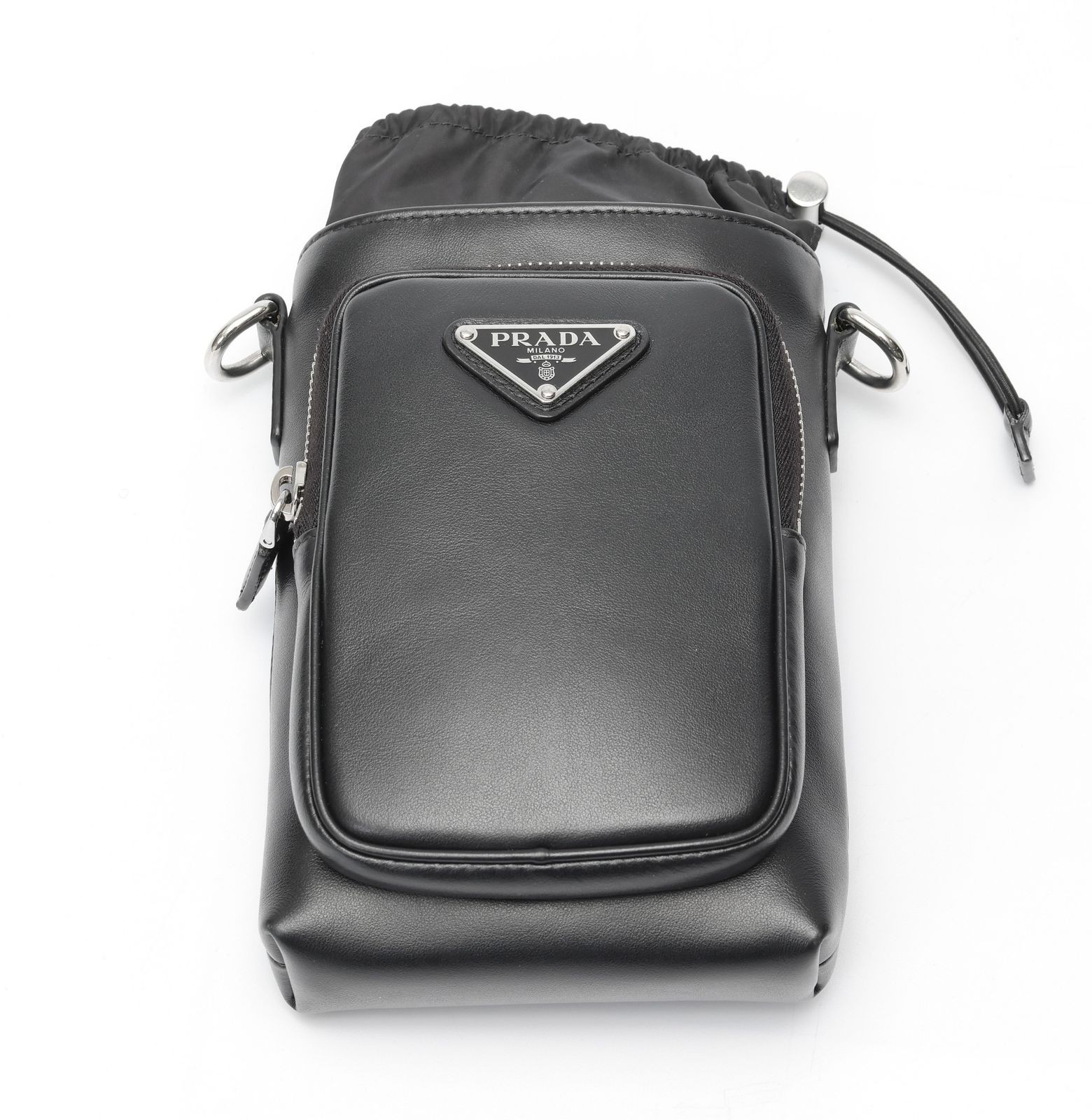 Prada Leather Smartphone Case Shoulder Pouch Black Used From Japan thumbnail 4