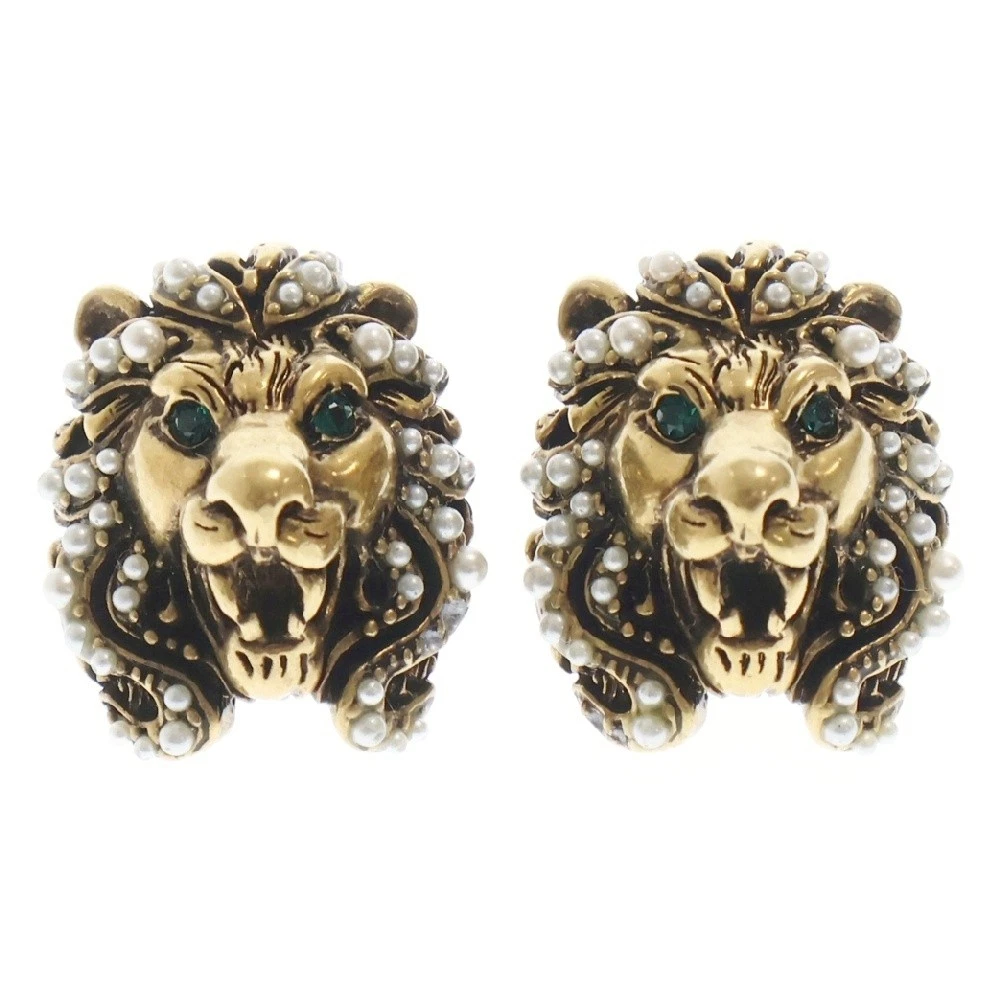 Boucles d'oreilles Gucci tête de lion pierre accessoires métal