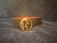 Authentic GUCCI Leather Belt with Double G Buckle - Perfect Condition