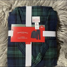 Wondershop Men Pajama Set Navy Green Plaid Flannel Family Sleep Size X-Large